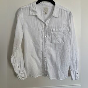 Joie White 100% Linen Coastal Button Down Blouse Small